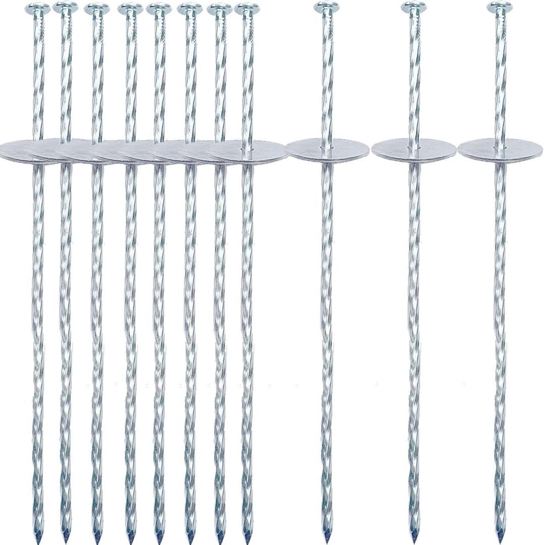 10 Inch Landscape Stakes Galvanized Metal Garden Stakes Landscape Edging Anchoring Spikes Stakes, Camping Stakes Tent Pegs for Artificial Turf, Paver Edging, Weed Barrier (40 pake)