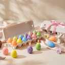 Conelist 12 Pcs Easter Egg Candles with Egg Cartons, Faux Chicken Eggs Candle for DIY Spring Displays Easter Party Decorations Home Supplies Housewarming Gifts