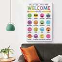 Chalkboard Feelings Chart for Kids - Emotions Poster Decorative Canvas Wall Art for Living Room & Bedroom - 12x18inch (30x45cm)