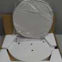 Small Round Side End Table with Cloth Storage Basket, Round Bedside Sofa Couch Coffee Tables for Small Places with Metal Frame, Modern Nighstands for Living Room Bedroom,White