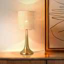 Ziqqeelam Gold Rattan Table Lamp for Bedroom, Brass Cute Wicker Lamps for Bedside Nightstand, Small Table Shape Lamps for Small Spaces for Kitchen Counter, Home Office, Living Room, Kids Dorm