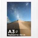 KINLINK A3 Picture Frame White, Wooden Photo Frame Matted A4 with Plexiglass for A4 with Mat or A3 without Mat for Wall Display