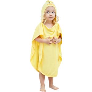 HIPHOP PANDA Hooded Towel - Rayon Made from Bamboo, Bath Towel with Bear Ears for Newborn, Babie, Toddler, Infant - Absorbent Large Baby Towel - Yellow Duck, 21.5 x 22.5 Inch