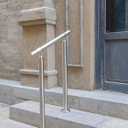 Outdoor 2 Step Handrail, DIY 304 Stainless Steel Transitional Hand Rails with Installation Kit,Silver Porch Stair Railing for Concrete Brick or Wooden Steps, 26x36 in
