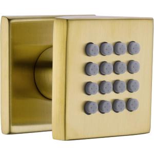 Brass Body Spray Shower Jet - High Pressure Massage Side Sprayer Spa System Shower Set Adjustable Wall Mounted, Square Brushed Gold Brass Finish