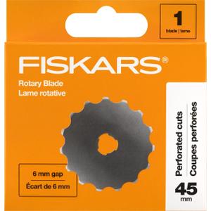 Fiskars 45mm Perforated Rotary Blade (1 Pack), Crochet Edge Skip Stitch Rotary Cutter Blade to Perforate Fleece, Fabric, Paper and More for Craft, Sewing, and Quilting Projects, Silver
