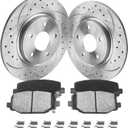 Anpulsero Brake Pads And Rotors Kit Rear Compatible with 2012-2020 Dodge Grand Caravan, Dodge Journey, Automotive Replacement Brake Kits 53069 D1596-8811 Drilled And Slotted Rotors 328mm(12.9in)