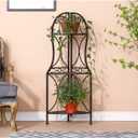 3 Tier Metal Corner Shelf Stand for Kitchen Free Standing Corner Shelf, Bakers Rack, Antique Bronze