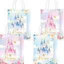 24 Pcs Princess & Prince Castle Party Bags with Handles - Candy & Treat Goodie Bags for Gender Reveal, Baby Shower & Wedding