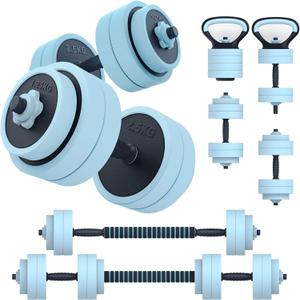 PASYOU Adjustable Dumbbell Set, 45lbs Free Weight Set with Connector, 5 in 1 Weight Set Used as Kettlebells, Barbell, Push-up Stand, Fitness Exercises for Home Gym Suitable for Men/Women