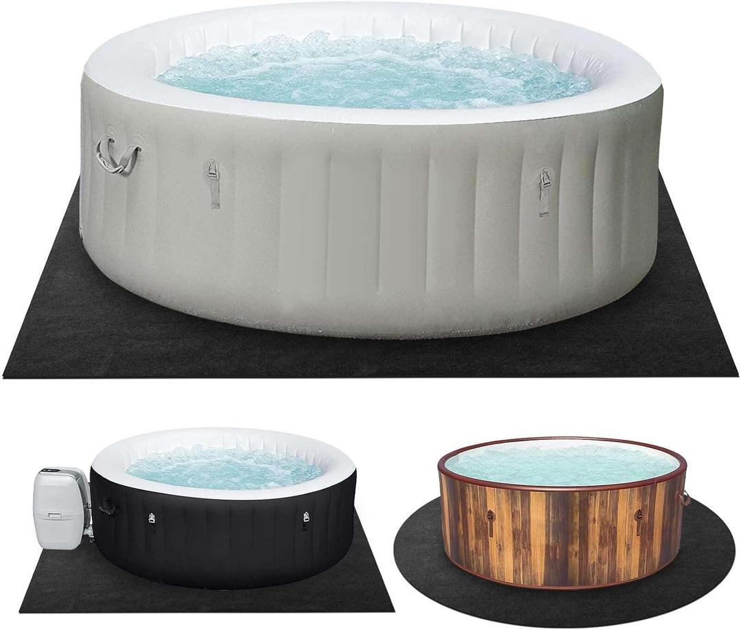 100x100 Inch Hot Tub Mat, Inflatable Hot Tub Mat, Large Washable Floor Protection Mat, Portable Spa Pool Accessories, Waterproof Non-Slip Underlining Absorbent Spa Pool Floor Base Protection