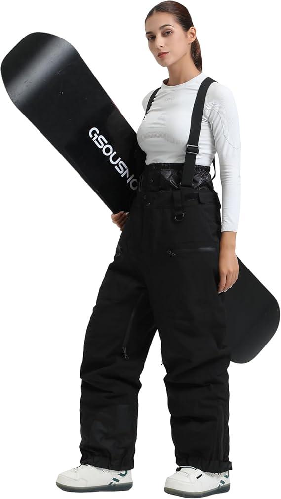 GSOU SNOW Womens Baggy Snowboard Pants Ski Bibs Snow Loose Overalls Waterproof Windproof Insulated Warm