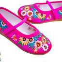 Princess Costume Shoes for Girls Gorgeous Mary-Jane Ballet Pumps Comfortable Low Heel Round Toe Flats Floral Embroidery Shoes (9.5 Toddler, Rose)