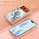 for iPhone 18 Pro Max/17 Pro Max Case, Compatible with MagSafe, Clear Laser Iridescent Shockproof Slim Anti-Slip Military Drop Protection Hard Phone Case, Ditsy Floral