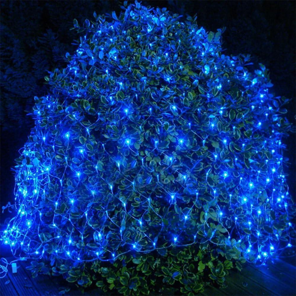 2 PACK Outdoor Garden Light - Waterproof Net Lights, 200 LED Battery Operated Tree String Light with 8 Modes, Mesh Curtain Lights for Garden Patio Yard Christmas Party Tree and Holiday Decor( Blue)