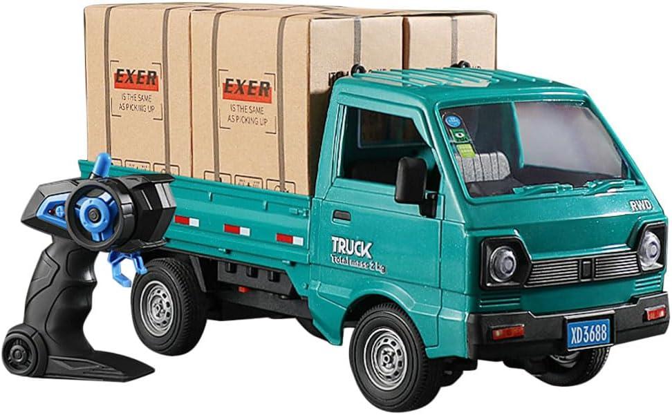 GoolRC Remote Control Car Kei Truck, 1:16 Scale RC Transport Pickup Truck with Spray and Light, 2.4GHz All Terrain RC Cars for Teens and Adults Christmas or Birthday Gift (Green)
