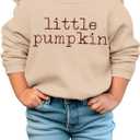 Toddler Baby Girls Halloween Sweatshirt Little Pumpkin Crewneck Pullover Tops Long Sleeve Outfit Shirt Fall Clothes(Apricot,18-24Months)