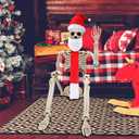 3 Ft Christmas Skeleton Decoration Accessories,3 Pcs Outfit with Santa Hat, Christmas Skeleton Scarf & Beard Set,Outdoor Christmas Decor Accessories for Patio, Lawn & Garden