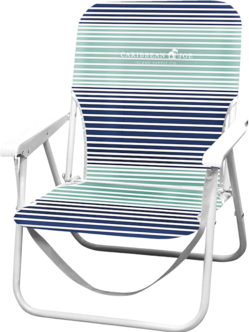 Caribbean Joe Folding Beach Chair, 1 Position Lightweight and Portable Foldable Outdoor Camping Chair with Carry Strap, Horizon Stripe