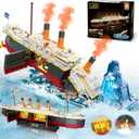 Titanic Building Set with LED Light, 2 in 1 Titanic Ship Mini Building Block 1883 PCS, Ship Model with Glacier Display Stand, Building Brick Toy Gift for Adults Teens Kids Boys Girls 10 11 12+