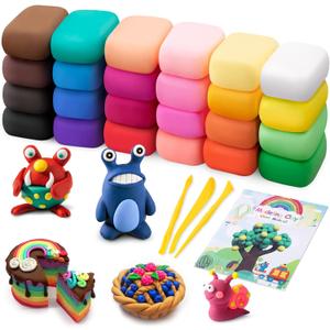 Air Dry Modeling Clay Kit - 24 Colors with 3 Sculpting Tools - Magic Foam Clay for Kids & Adults - DIY Molding Gift for Boys & Girls
