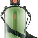 24 oz Flat Water Bottle Travel Flask Portable BPA Free Square Water Bottle Leakproof Large Water Bottles for Bag Travel Sports (D-Green)