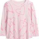 GAP Baby Girls' Long Sleeve Printed Knit Top (3T, Pink Hearts 558)