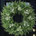 26'' Large Boxwood Wreath for Front Door Artificial Spring Wreath Boxwood Leaves Greenery Outdoor Door Wreaths for Porch Window Home Farmhouse Wall Decor Green Year Round Indoor Outdoor All Seasons