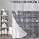 No Hook Grey Family Shower Curtain with Snap-in Polyester Liner Set, Family Shower Curtain for Bathroom, See Through Top Bath Curtain, Waterproof & Machine Washable, 72 x 75 Inch