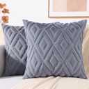 decorUhome Couch Throw Pillow Covers 18x18 Set of 2, Decorative Soft Plush Faux Wool Neutral Accent Pillow Covers for Bed Sofa Living Room, Blue Grey