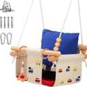 Talecogear Baby Swing  Outdoor & Indoor, Cozy Toddler Swing for Backyard, Hanging Swing Seat Chair, Cotton Canvas & Beech Wood Frame, Safety Harness, Mounting Hardware Included (Red)