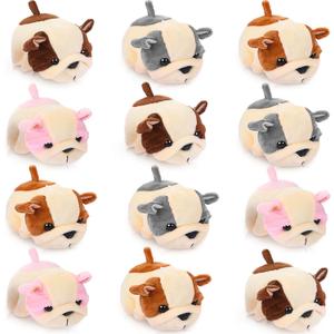 12 Pcs Cute Stuffed Animal Toy 4 Inch Mini Plush Mermaid Tiger Turtle Puppy Pig Alpaca Cat Ornaments Stuffed Doll Keychain Handbag Pendant for Birthday Party Favors DIY Home Decor(Dog Style)