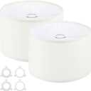 PATIKIL Drum Lamp Shades for Table Lamps 12"x12"x8" Linen Lampshade Set of 2 Easy Assembly Lamp Shade with E27 to E26/E14 Adapters for Floor Lamps Bedside Lamps, Beige (1.65" Spider)