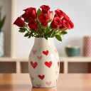 Ceramic Love Heart Vase, Gifts for Women, Valentines Day Vase, Unique Cute Large Decorative Bouquet Modern Pink Red Vases, 8 Inch