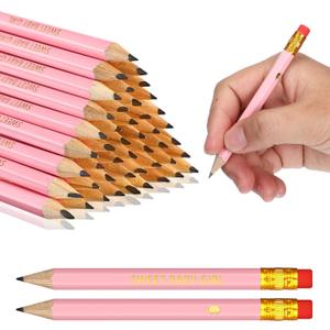 Nezyo 50 Pieces Baby Shower Half Pencils 4 Inch Mini Presharpened Golf Pencils with Erasers for Office Party Game Supplies(Sweet Baby Girl)
