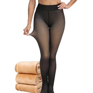 CHRLEISURE Women's Fleece Lined Tights - Fake Sheer Warm Pantyhose Thick Winter Leggings XS-S