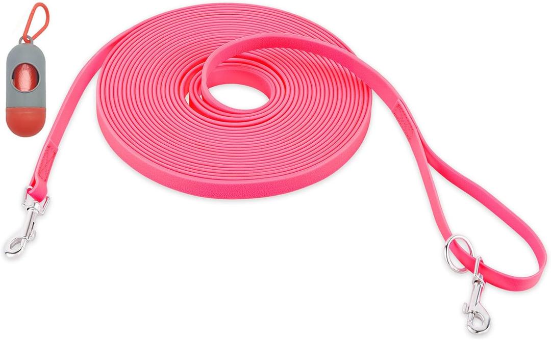 Waterproof Long Leash for Dogs Training 16FT/30FT/50FT, Long Dog Leash Heavy Duty,Dog Lead for Large Medium Small Dogs Outside Walking, Playing, Camping, or Yard(Pink 30FT)