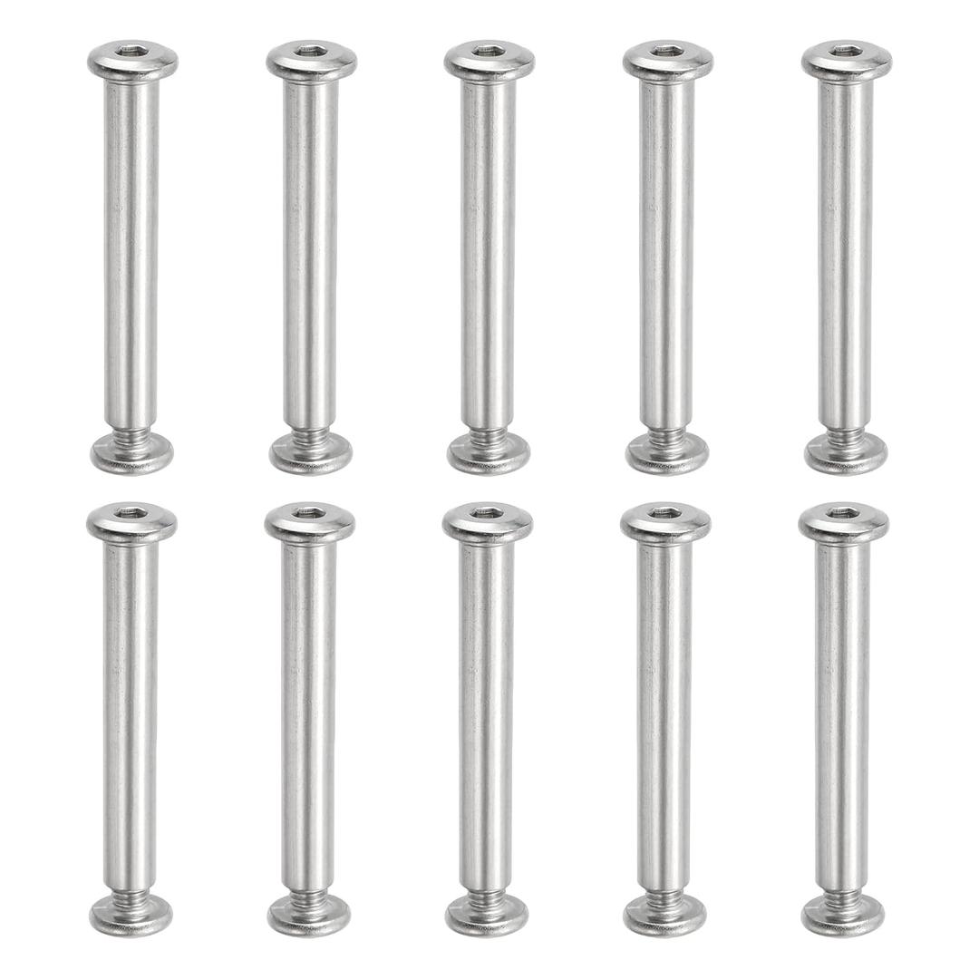 PATIKIL Hex Chicago Screws, 10 Set Binding Screw Posts M6 x 55 mm Connecting Hex Drive Socket Cap Bolt Nuts for Scrapbook Leather Belt Album Photo Furniture Repair, Silver