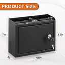 KYODOLED Suggestion Box with Lock and Slot, Small Locking Mailbox for Office, Wall Mount Safe Money/Key Drop Box with 50 Free Suggestion Cards, 9.8" W x 3" D x 7" H, Black
