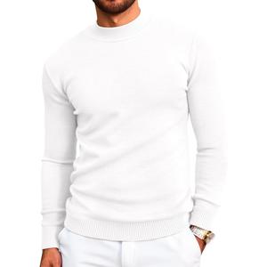 COOFANDY Mock Turtleneck for Men Long Sleeve T Shirts Casual Knitted Half Neck Thermal Pullover Sweater White, XL