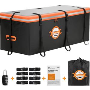 Sailnovo Hitch Cargo Carrier Soft Shell Bag Waterproof 20 Cubic Feet Cargo Bag for Hitch Carrier, PVC Trailer Hitch Storage Bag with 8 Reinforced Straps & Combination Lock & Storage Bag