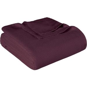 Superior Metro 100% Cotton Blanket, Perfect for Bedroom, Living Room, Couch, Picnics, Travel, Beach, or Camping, Comfy Blanket, Bedroom Decor, Essentials, Zig-Zag Cover for Bed, King, Plum