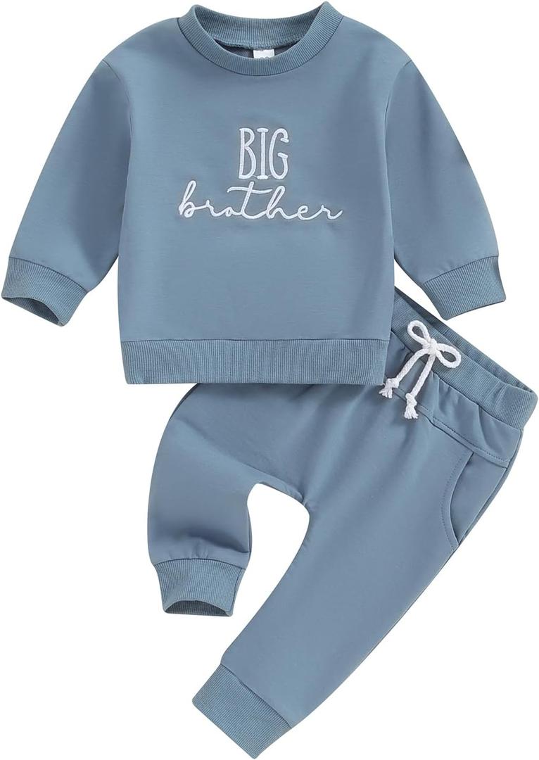 Bonangber Sibling Matching Outfits Newborn Toddler Baby Long Sleeve Crewneck Sweatshirt with Pants Cute Fall Winter Clothes Size 100