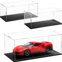 3 PCS Acrylic Model Car Display Case 1: 18 Scale Clear Display Boxes with Plastic Base Diecast Model Car Showcase & Storage Organizer for Vehicle Collectibles Memorabilia