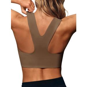 Aoysky Womens Buttery Soft Square Neck Sports Bras Compression Padded Longline Yoga Workout Running Crop Tops, S