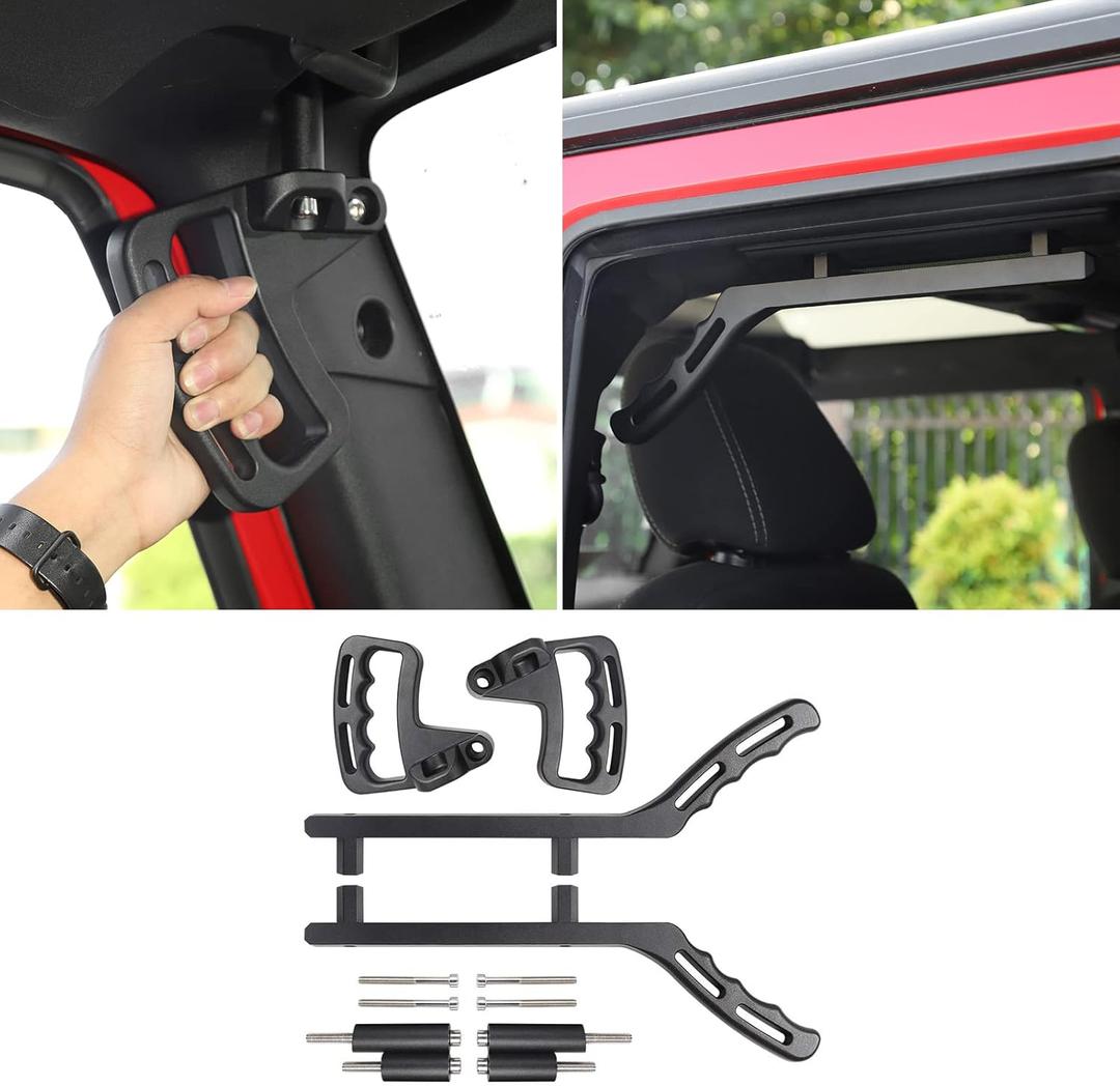 Voodonala For Jeep JK Black Metal Grab Handles Kit For 2007-2018 Jeep Wrangler JK JKU 2& Unlimited 4 Door 4pc Upgraded Version