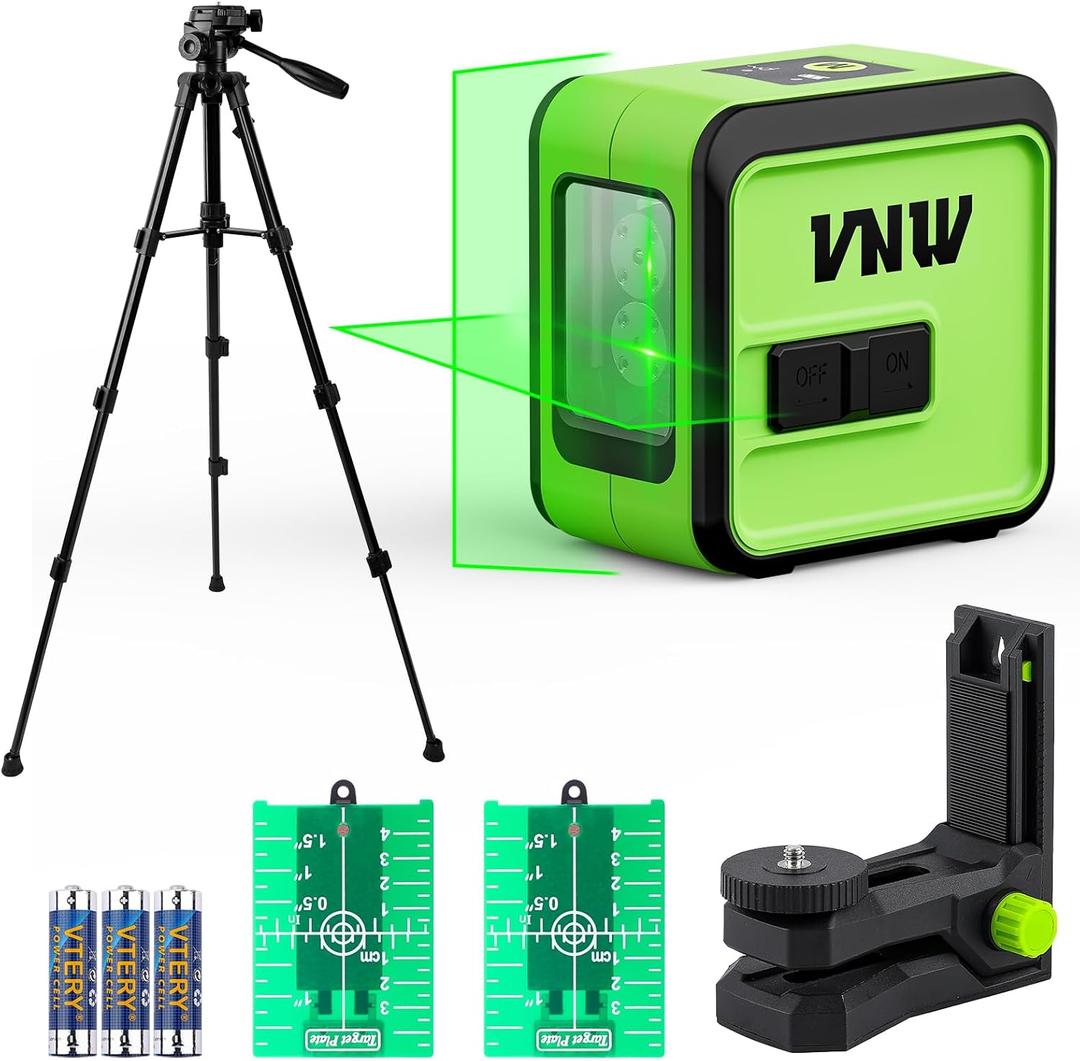 Self Leveling Laser Level with Tripod-High Accuracy[1/10"at 33Ft],100Ft Cross Line Leveler Tool for Picture Hanging,Construction and Renovation-Magnetic Base,Carrying Bag Included