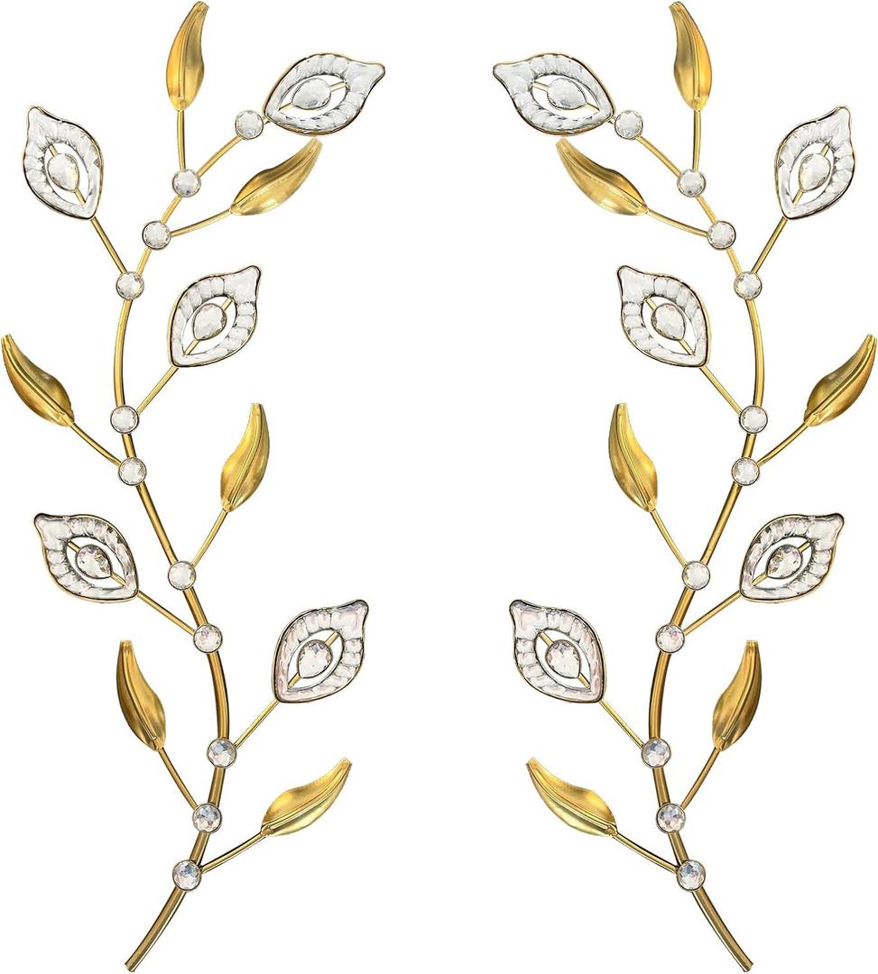 sxnzequnze Bling Metal Leaf Decoration Home Decoration Modern Minimalist Style Wall Hanging Art Living Room Bedroom Bathroom Wall Decoration Set of 2 Gold (Gold)