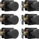Goldenwarm Matte Black Door Knobs Interior, Privacy Bedroom Door Knob with Lock, Black Interior Door Knobs Bathroom 6 Pack