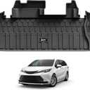 3W Cargo Mat Custom Fit for 2021-2025 Toyota Sienna, TPE Trunk Mat for Sienna 7 Seat & 8 Seat Car Accessories, Heavy Duty Cargo Liner